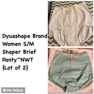Dyuashape Women S-M Shaper Brief Panties Lot of 2/Green & White
